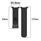 Black watch band with folding magnetic buckle, shown with 89 mm and 127 mm lengths.