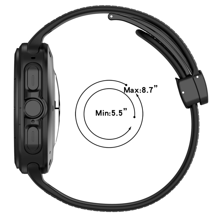Black magnetic folding-buckle watch band fits wrists measuring 5.5 to 8.7 inches.