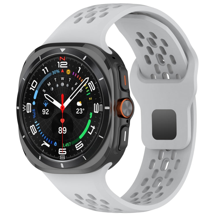 For Galaxy Watch Ultra2 2026 / 2025 / 1 2024 Holes Style Square Buckle Solid Color Silicone Watch Band