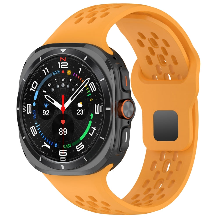 For Galaxy Watch Ultra2 2026 / 2025 / 1 2024 Holes Style Square Buckle Solid Color Silicone Watch Band