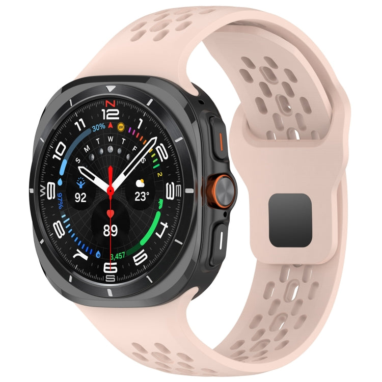For Galaxy Watch Ultra2 2026 / 2025 / 1 2024 Holes Style Square Buckle Solid Color Silicone Watch Band