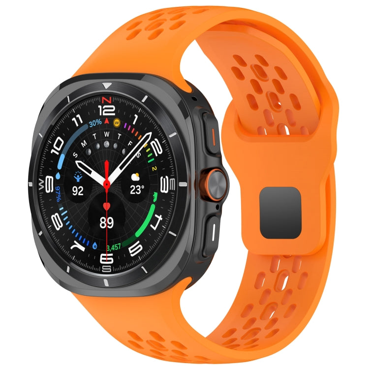 For Galaxy Watch Ultra2 2026 / 2025 / 1 2024 Holes Style Square Buckle Solid Color Silicone Watch Band