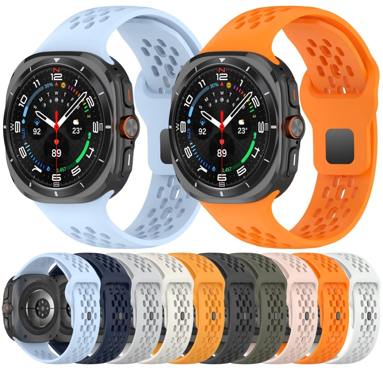 For Galaxy Watch Ultra2 2026 / 2025 / 1 2024 Holes Style Square Buckle Solid Color Silicone Watch Band