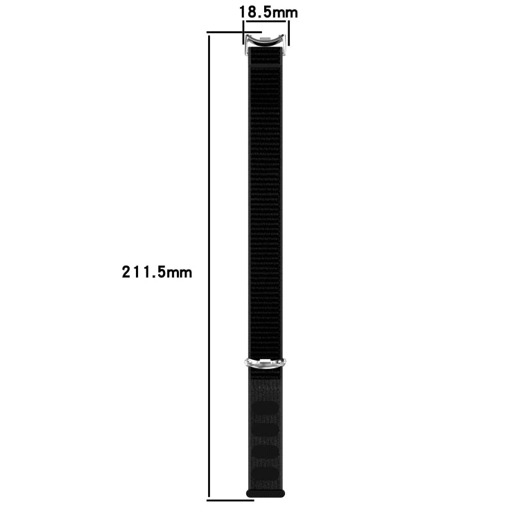 Black nylon watch band, 211.5 mm long and 18.5 mm wide
