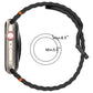 Black wavy-grain silicone watch band shown around a wrist-size diagram, 5.6 to 8.5 inches.
