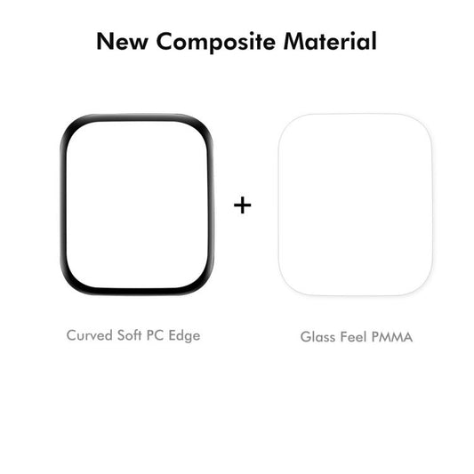 Apple Watch screen protector with a soft black edge and clear PMMA surface