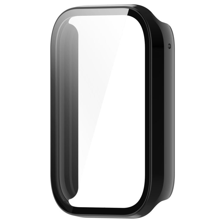 Black watch case with integrated clear screen protector, front view