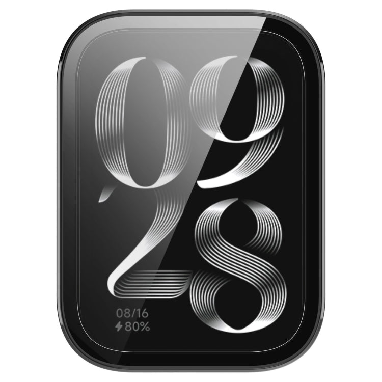 Black watch case with integrated screen protector, close front view