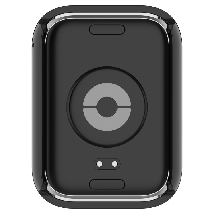 Black protective watch case shown from the back with sensor openings