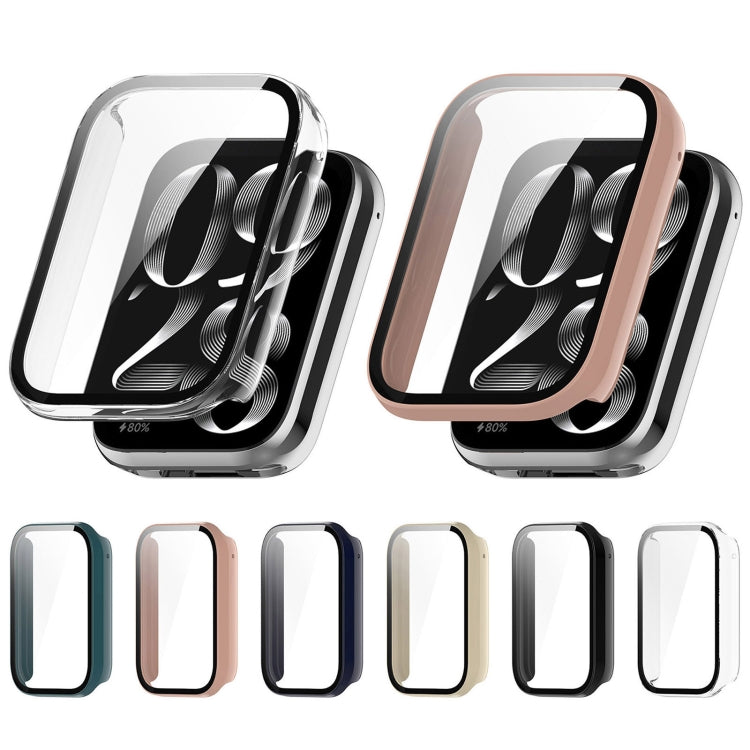 Protective smartwatch case in clear and rose gold, with six color options shown below.