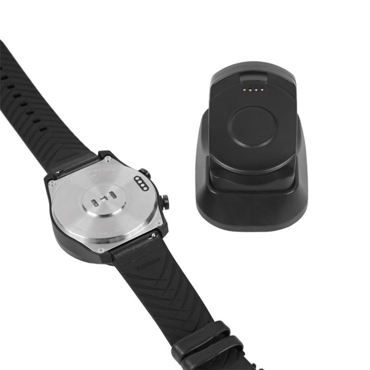 Smart watch charging dock base with watch rear contacts, black