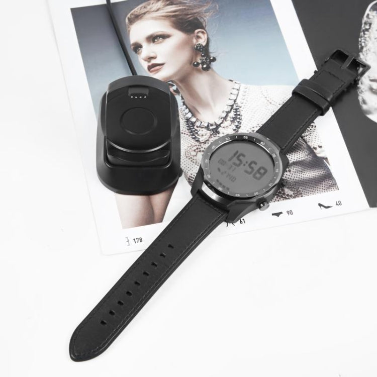 Magnetic charging dock with smart watch on strap, black