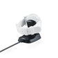 White smartwatch charger with black magnetic cradle and cable base