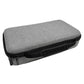 Gray hard-shell eyeglass case with black zipper and carry handle strap