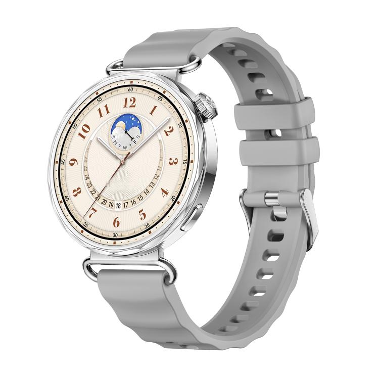 Quick Release Spring Bar Silver Buckle Solid Color Silicone Watch Band, For Huawei Watch GT 6 41mm