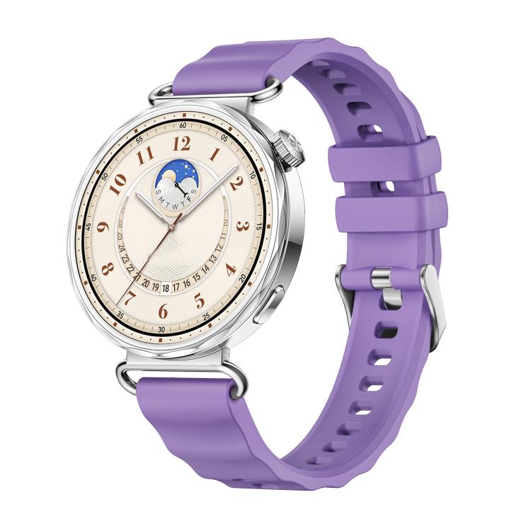 Quick Release Spring Bar Silver Buckle Solid Color Silicone Watch Band, For Huawei Watch GT 6 41mm