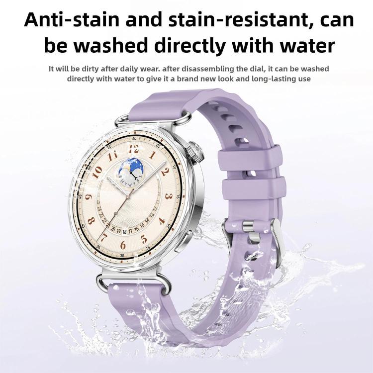 Quick Release Spring Bar Silver Buckle Solid Color Silicone Watch Band, For Huawei Watch GT 6 41mm