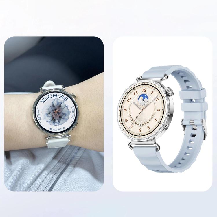 Quick Release Spring Bar Silver Buckle Solid Color Silicone Watch Band, For Huawei Watch GT 6 41mm