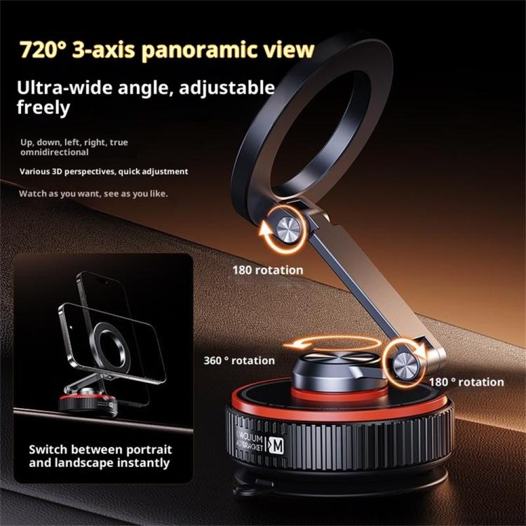 Adjustable car phone holder with circular suction base and long rotating arm