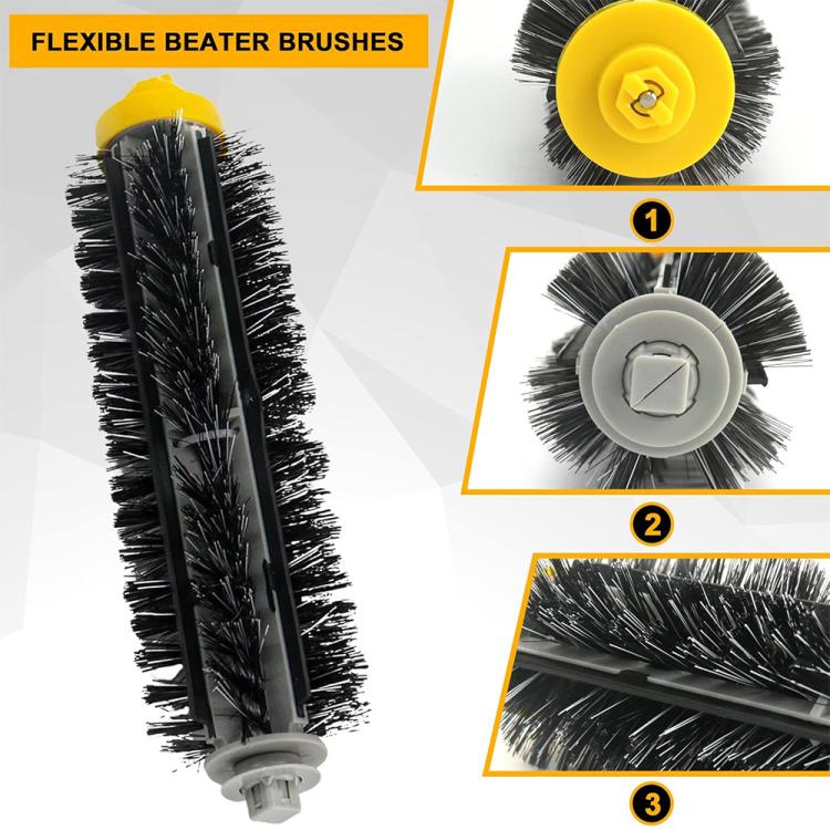 JUNSUNMAY flexible beater brush with black bristles and yellow hub, close-up