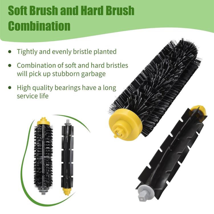 Sweeper replacement roller brush with black bristles and yellow end cap, plus side brush