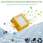 Particulate filter with yellow frame and white filter media pad