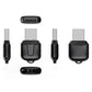 Black wireless 2-in-1 adapter shown from multiple angles with compact dongle