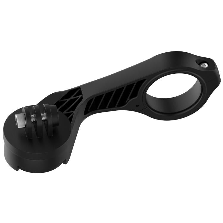 Bike mount extension frame, black, with circular ring opening and textured strap