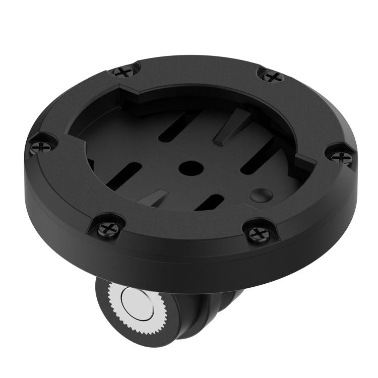 Bike mount base plate with open housing and screw points, black plastic