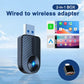 2-in-1 car wireless adapter with carbon-fiber body and blue LED ring, USB connector