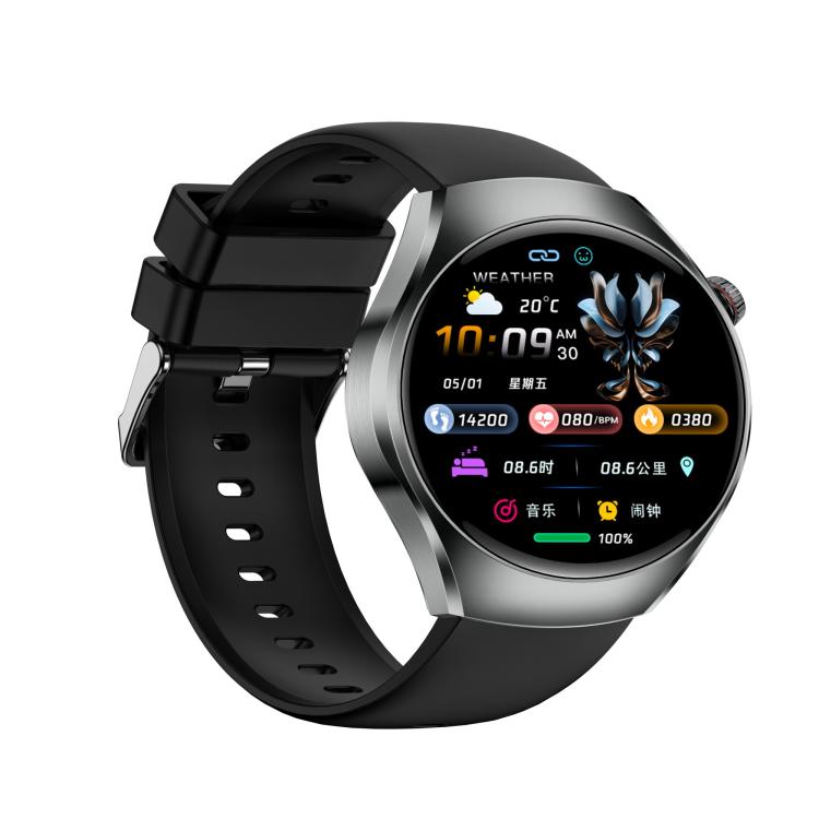 ET460 smart watch showing health data on its color display, with black strap