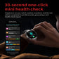 ET460 smartwatch showing a mini health check screen with vital readings