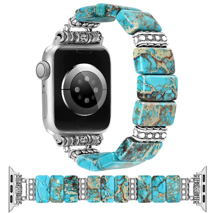 Turquoise Imperial Stone ceramic watch band with silver-tone accents