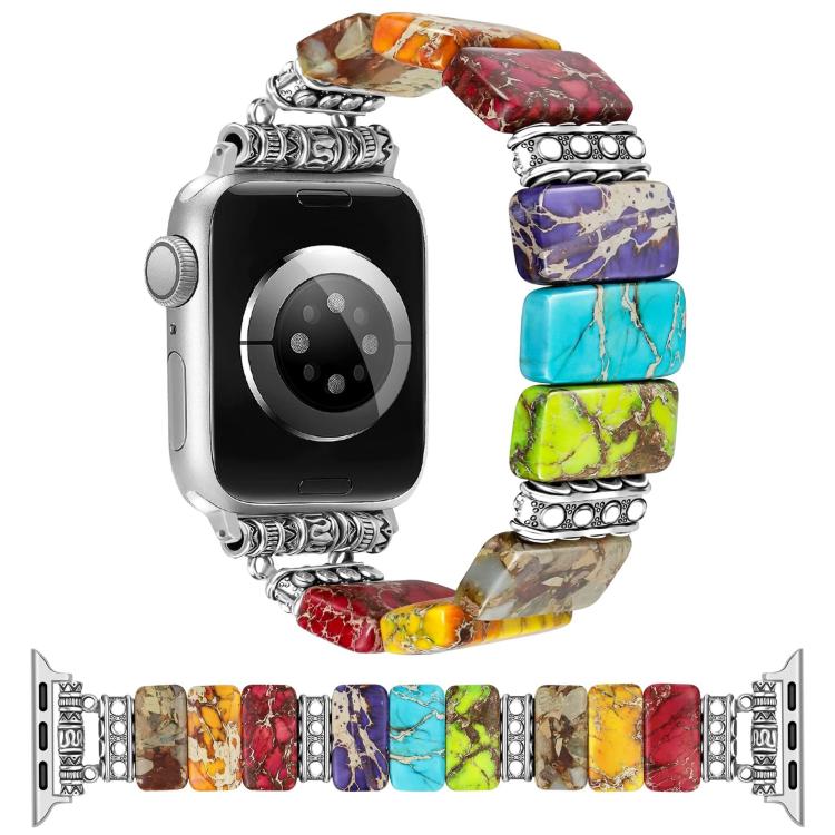 Multicolor ceramic watch band with turquoise, purple, green, red, and yellow beads