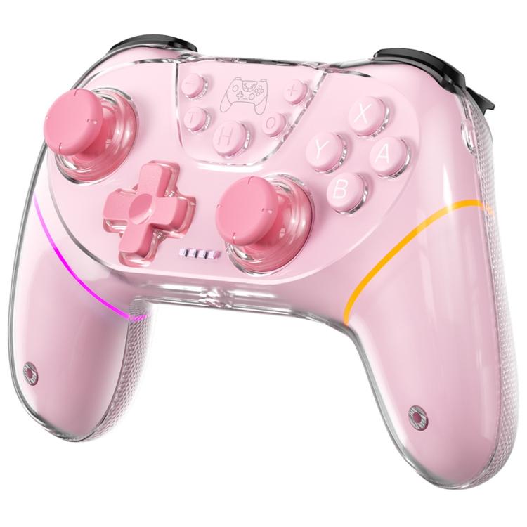 Pink translucent game controller with dual hall joystick and ABXY buttons