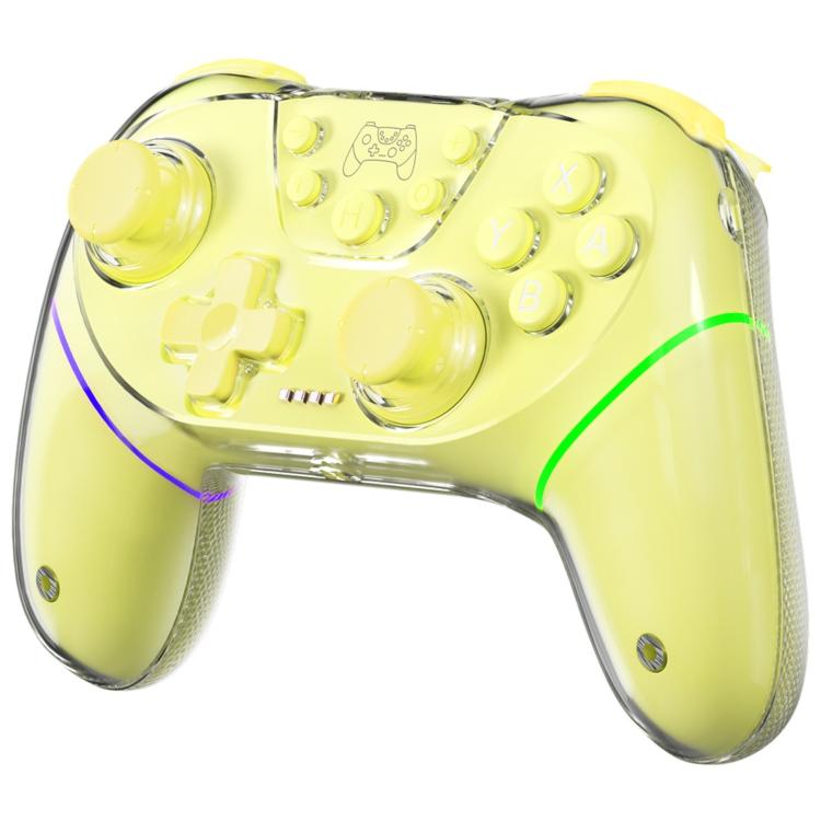 Yellow translucent game controller with dual hall joysticks and ABXY buttons