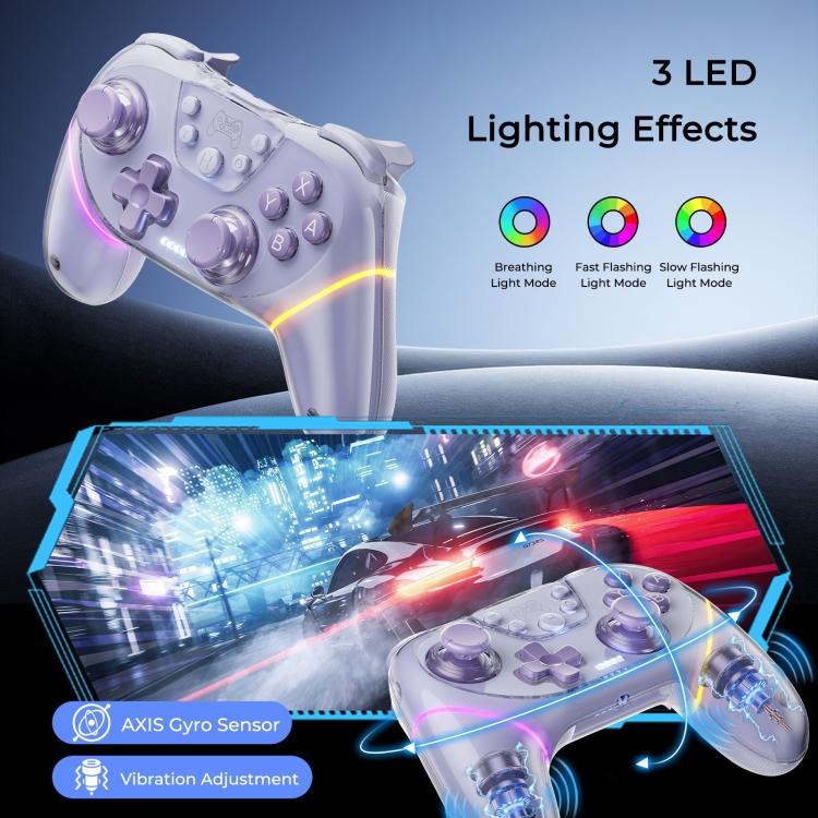 White game controller with dual hall joysticks and ABXY buttons with multicolor LED accents