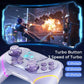 Lilac game controller with dual analog sticks, turbo buttons, and trigger controls