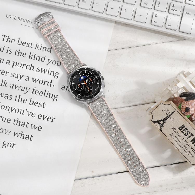 Glitter Skin Vegan Leather Silicone Watch Band, For Galaxy Watch9 / 8 / 8 Classic