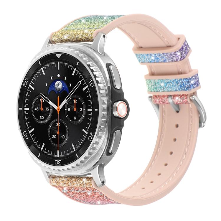 Glitter Skin Vegan Leather Silicone Watch Band, For Galaxy Watch9 / 8 / 8 Classic