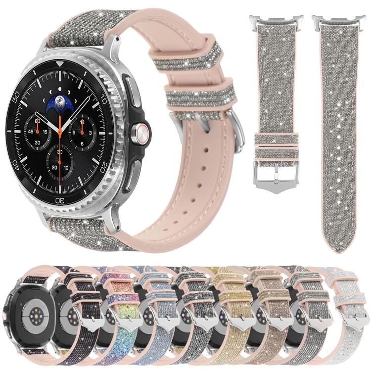 Glitter Skin Vegan Leather Silicone Watch Band, For Galaxy Watch9 / 8 / 8 Classic