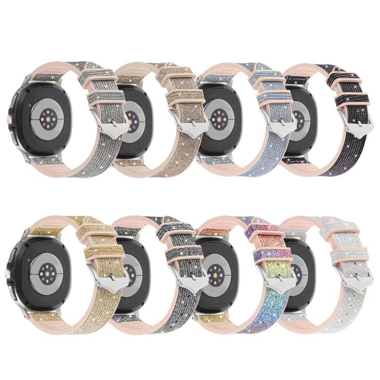 Glitter Skin Vegan Leather Silicone Watch Band, For Galaxy Watch9 / 8 / 8 Classic