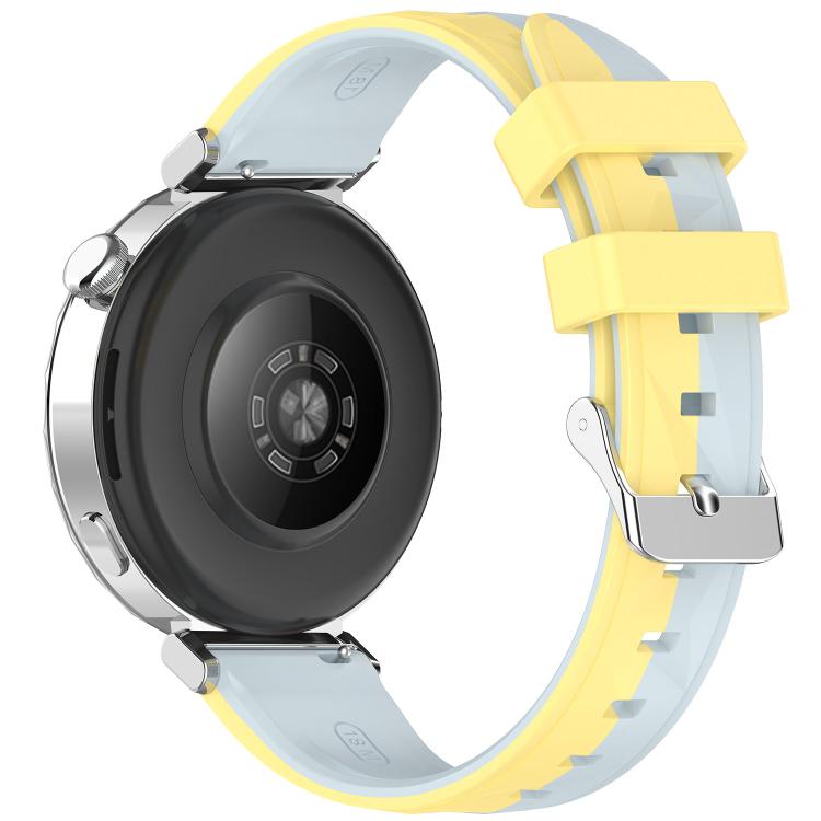 Ice Crystal Texture Left and Right Spliced Two Color Silicone Watch Band, 18mm