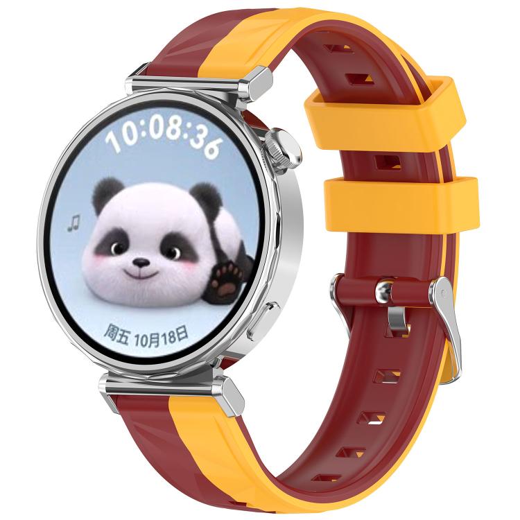 Ice Crystal Texture Left and Right Spliced Two Color Silicone Watch Band, 18mm
