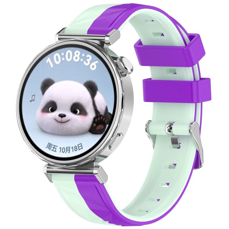 Ice Crystal Texture Left and Right Spliced Two Color Silicone Watch Band, 18mm