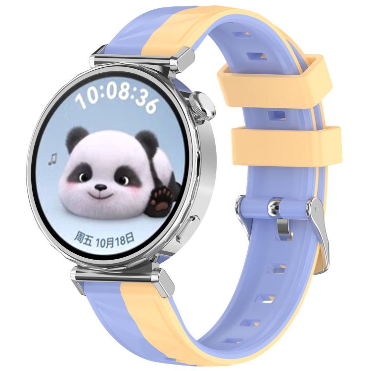 Ice Crystal Texture Left and Right Spliced Two Color Silicone Watch Band, 18mm