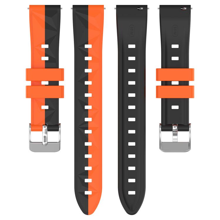 Ice Crystal Texture Left and Right Spliced Two Color Silicone Watch Band, 18mm