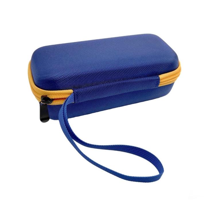 Kids 3D pen storage case, closed blue fabric with yellow edge and wrist strap