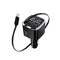 Black 90W car charger with multiple USB ports and attached USB Type-C cable