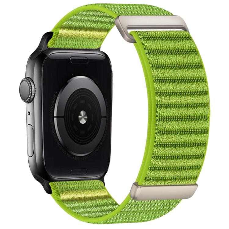 Bright green nylon hook-and-loop watch band with two-section mountain pattern
